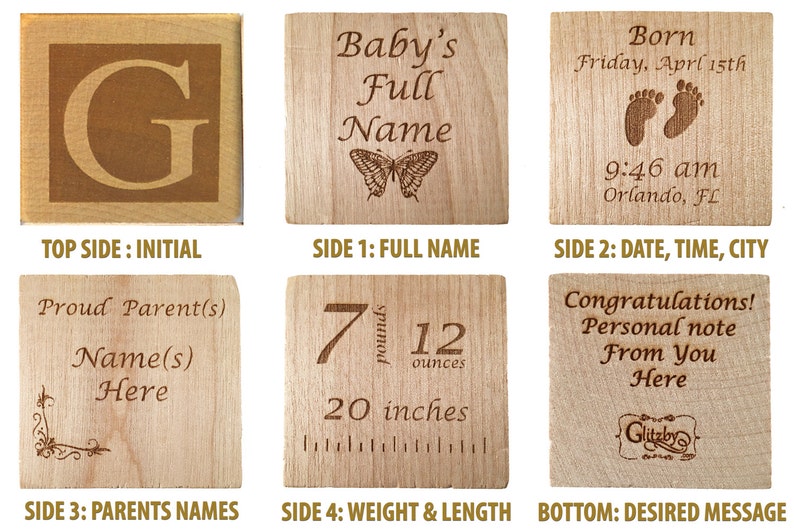 Personalized Baby Block New Baby Gift Birth Block Personalized Baby Item Newborn Keepsake Baby Girl Baby Boy Wooden Baby Block Baby gift image 2