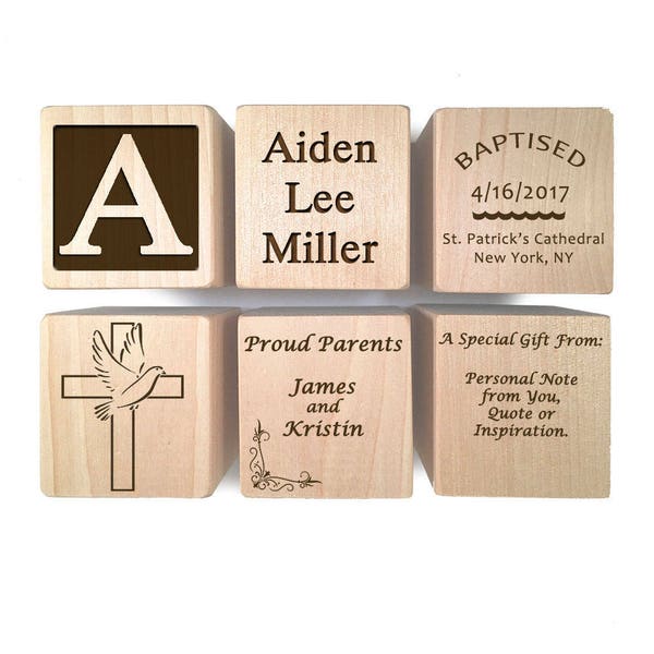 Baptism Block - Christening Block - Baptism Gift - Christening Gift keepsake Custom Engraved wooden baby blocks for newborn girl newborn boy