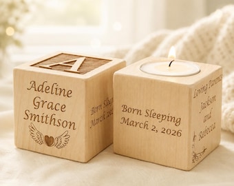 Baby Loss Keepsake - Personalized Stillborn Memorial Block Candle, Born Sleeping, Miscarriage Sympathy Gift