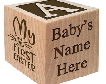 Easter Block 2024 - My First Easter - Easter gift keepsake Custom Engraved wooden baby blocks for baby girl baby boy newborn infant