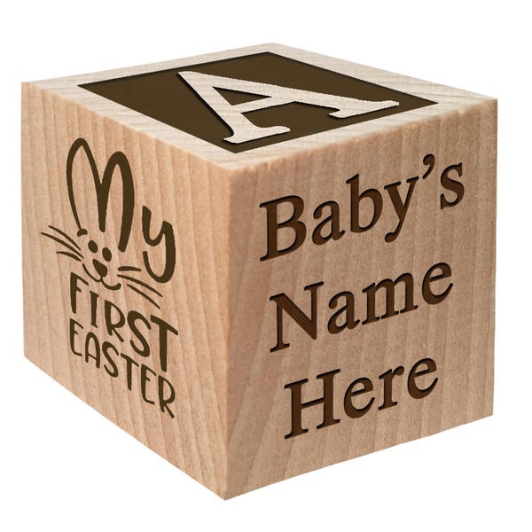 Easter Block 2024 - My First Easter - Easter gift keepsake Custom Engraved wooden baby blocks for baby girl baby boy newborn infant