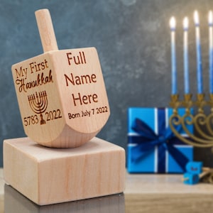 Hanukkah Dreidel Personalized for 2024 - Jewish gift, star of david Chanukah menorah menorahs dreidels decor ornament boy girl gifts