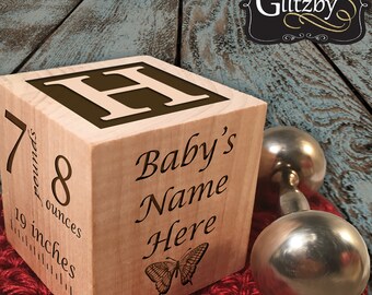 Baby's First Personalized Blocks Ornament, Wooden Baby Block, Baby Ornament, Baby's First year Gift, Baby Birth Keepsake