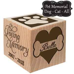 Pet Memorial Cat Memorial Dog Memorial Engraved Memorial Gift Memorial Box for Pet Wooden Box Unique Gifts Custom Gifts Keepsake Block Names