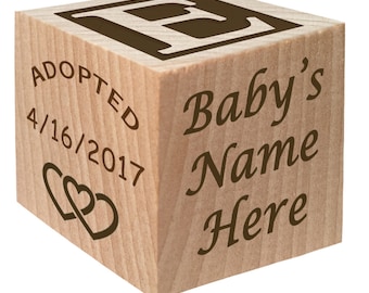 Gotcha Day - Adoption Day - Gotcha Day Gift - Adoption Day Gift - Party - Block - Present for Boy Girl - adopted - personalized - custom