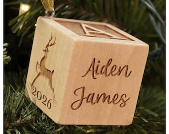 Baby Block Christmas Ornament 2026 - for boy or for girl personalized custom