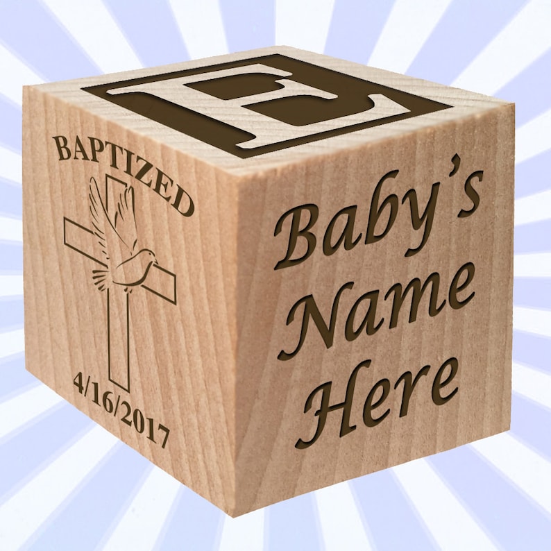 Baby Baptism Gifts Christening Girl Baptism Block Etsy