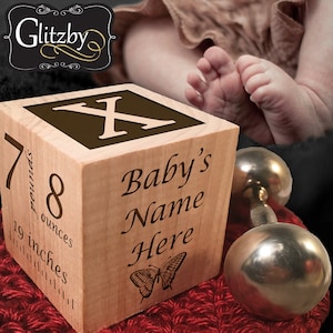 Custom Engraved Baby Block / Newborn Gift / Baby Gift / Wooden Block / Woodland Nursery / Personalized Baby Gift / Custom Baby Block