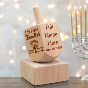 Hanukkah Dreidel Personalized for 2023 - Jewish gift, star of david Chanukah menorah menorahs dreidels decor ornament boy girl gifts