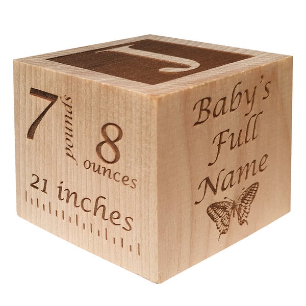 Personalized Baby Block New Baby Gift Birth Block Personalized Baby Item Newborn Keepsake Baby Girl Baby Boy Wooden Baby Block Baby gift