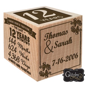 Wood Anniversary Gift Block Valentines Day Year Years - 1st 2nd 3rd 4th 5th 6th 7th 8th 9th 10th 15th 20th 25th 30th 35th 40th 50th 60th