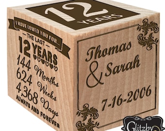 Cadeau 5e anniversaire en bois - Bloc de bois gravé pour la Saint-Valentin pour elle, pour lui - 5e anniversaire de mariage Cadeau pour couple de mariage Glitzby
