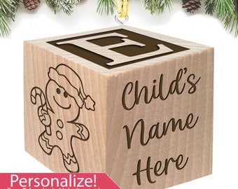 Grandson Christmas Ornament 2023 -  Baby for boy or for girl baby's first personalized block babys 1st ornaments custom blocks glitzby