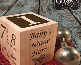 Personalized Wooden Baby Block Ornament, Custom New Baby Gift, Wooden Block for Child