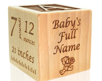 Custom Engraved Baby Block / Newborn Gift / Baby Gift / Wooden Block / Woodland Nursery / Personalized Baby Gift / Custom Baby Block