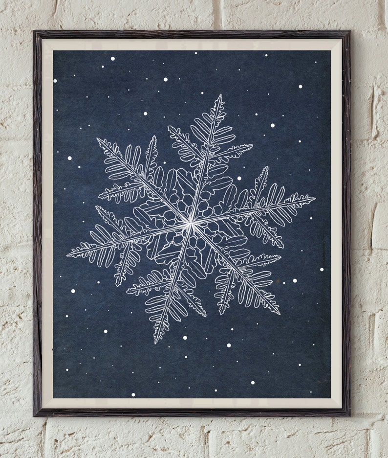 Snowflake Printable Winter Wall Decor Art Digital Decoration Xmas Gift Snow Print