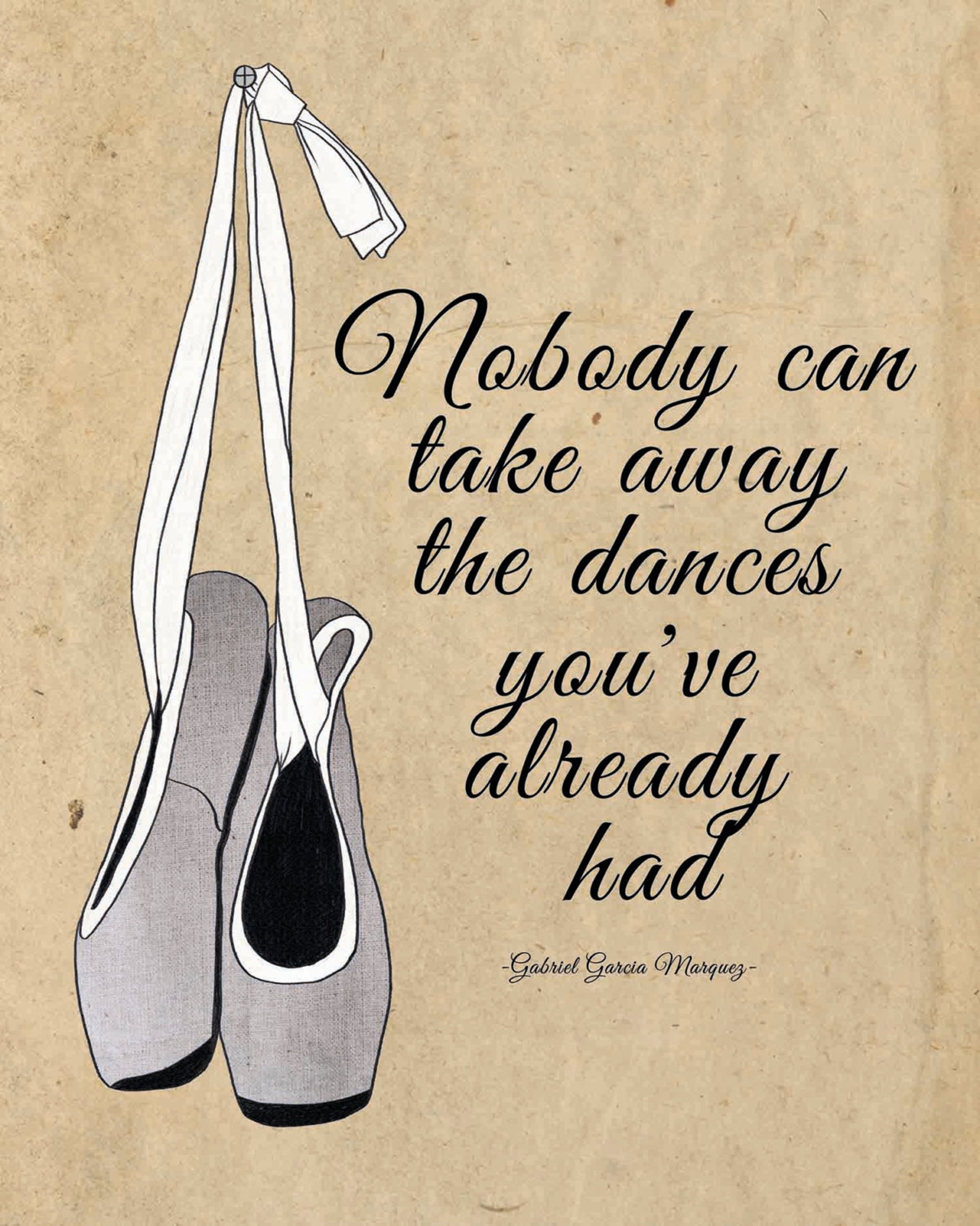 dance quote art - gabriel garcía márquez book - ballet shoes printable - bookworm gift - famous quote - book printable - ballet