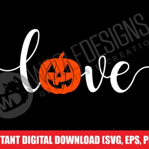 Love Script Jack O Lantern Halloween Fichier numérique Télécharger SVG