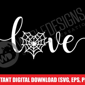 Love Script Spider Web Heart Halloween Digital File Télécharger SVG