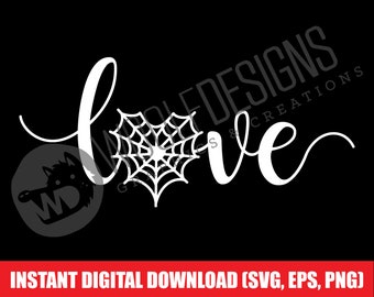 Love Script Spider Web Heart Halloween Digital File Descargar SVG