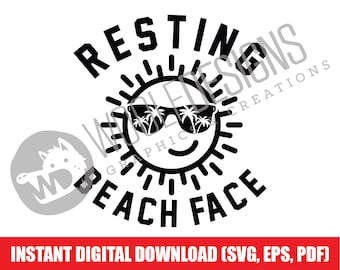 Resting Beach Face Digital File Descargar SVG PNG EPS Vacation Sunshine