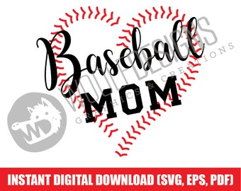 Baseball Mamá Corazón Stitches Archivo Digital Descargar SVG