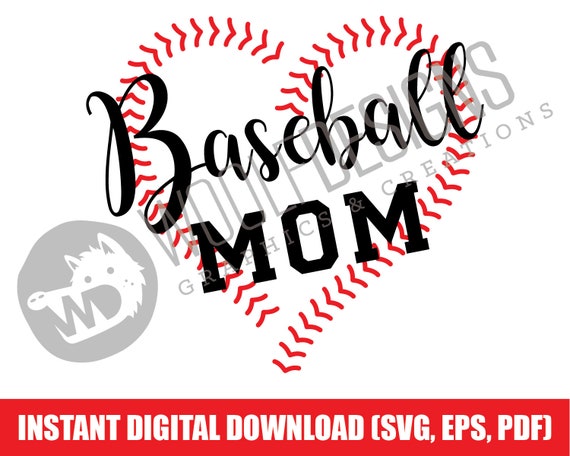 Baseball Mom Heart Stitches Digital File Download SVG