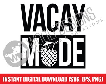 Vacay modo piña bebida corte archivo digital Descargar SVG PNG EPS Cóctel de vacaciones