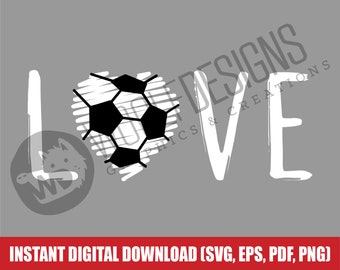 Fútbol Amor Sketch Script Archivo Digital Descargar SVG EPS PNG Cut File