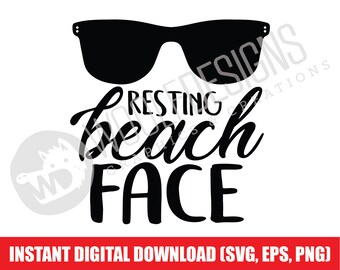 Resting Beach Face Digital File Descargar SVG EPS PNG Cut File