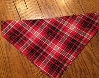 Red, Gray & Black Plaid  Flannel Scarf.