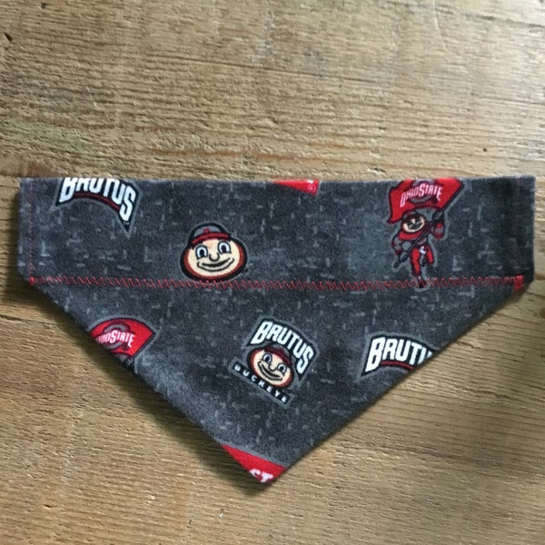 Ohio State Gray and Red Flannel Dog Scarf