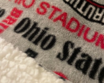 Soft and cozy sherpa lined Ohio State  blanket