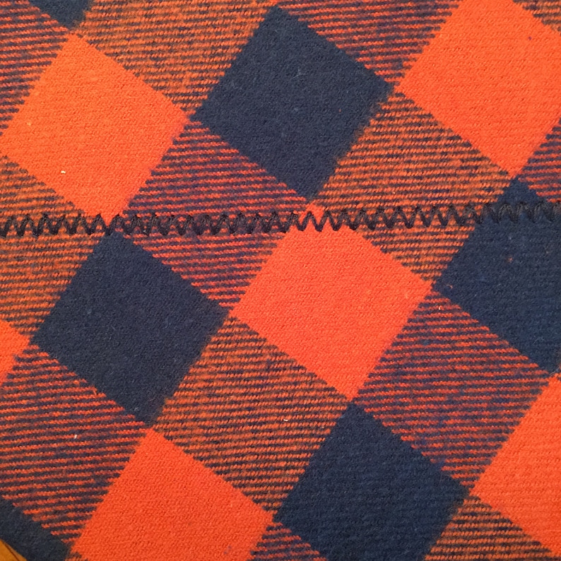 Navy and Burnt Orange Plaid Dog Scarf.
