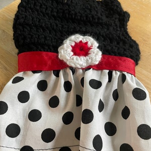 Black/white polka dot dog dress