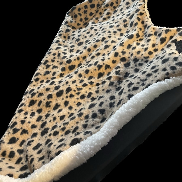 Leopard print fleece dog coat