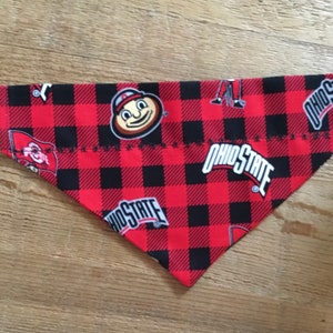 Ohio State Buffalo Plaid Dog Scarf