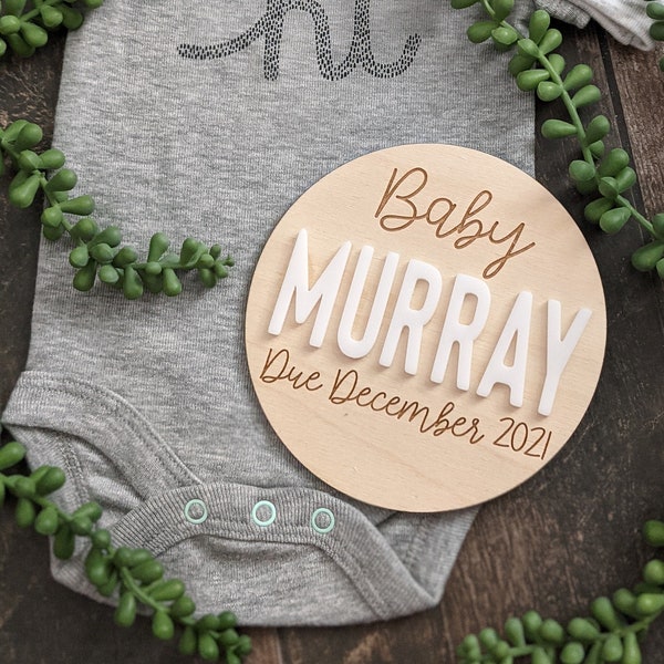 Custom Pregnancy Announcement Plaque | Wood and Acrylic Pregnancy Plaque | Pregnancy Announcement Prop | Baby Announcement Sign