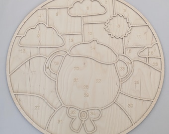 Adventurous Bear DIY Wooden Wall Art Paint by Piece Kit (24" x 24")