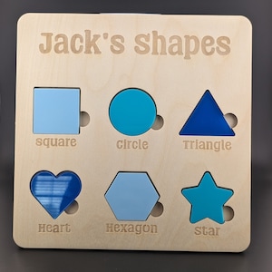 Rompecabezas de formas personalizado / Rompecabezas Montessori para niños / Rompecabezas de formas / Rompecabezas de madera / Juguetes educativos para niños pequeños