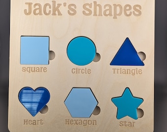 Personalized Montessori Shape Puzzle: Baltic Birch Wood, Acrylic Toy