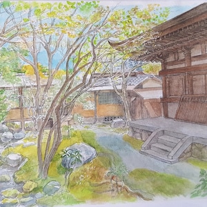 Aquarelllandschaft Japan
