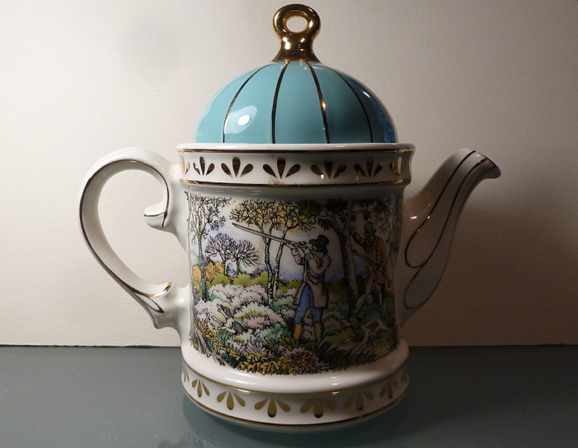 Sadler Teapot 18th Century Sporting Scenes Shooting Hunting Etsy