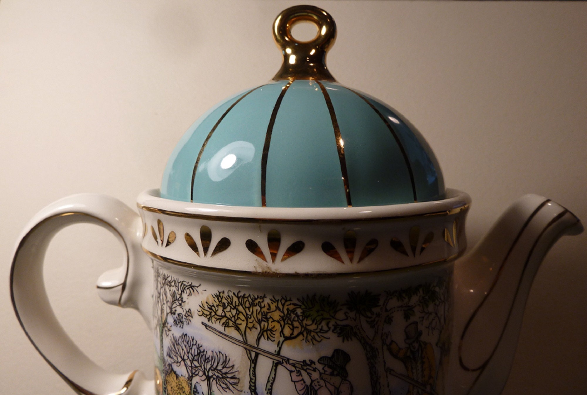 Sadler Teapot 18th Century Sporting Scenes Shooting Hunting Etsy