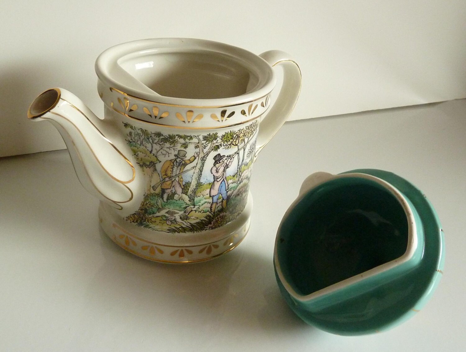 Sadler Teapot 18th Century Sporting Scenes Shooting Hunting Etsy