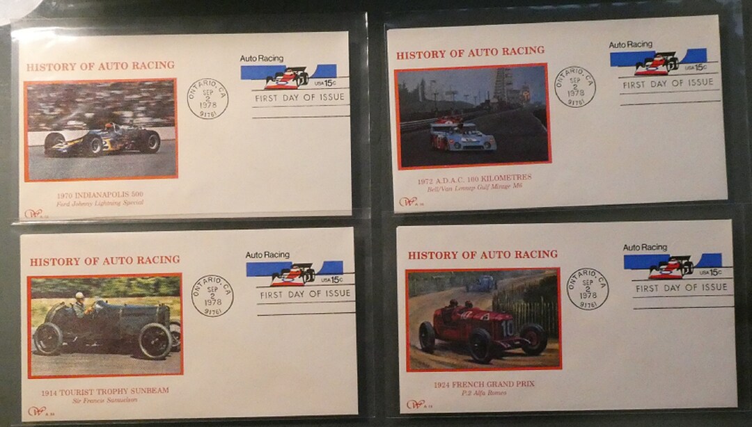 Motor Racing Envelopes First Day Covers - Lot of Eight (8) -
