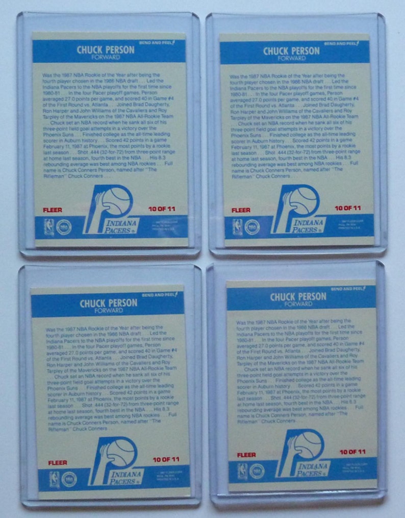 No Chuck Person Lot of Four 1987 Fleer Sticker Basketball Cards 10 of 11