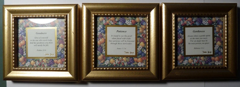 Patience Goodness and Gentleness 3 Set of Three - All Different Heartfelt Collection Inspiration Picture Frames