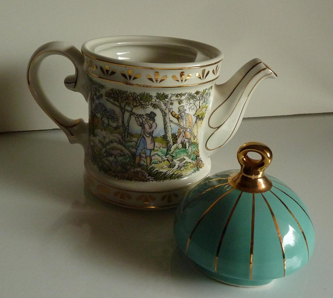 Sadler Teapot 18th Century Sporting Scenes Shooting Hunting Etsy