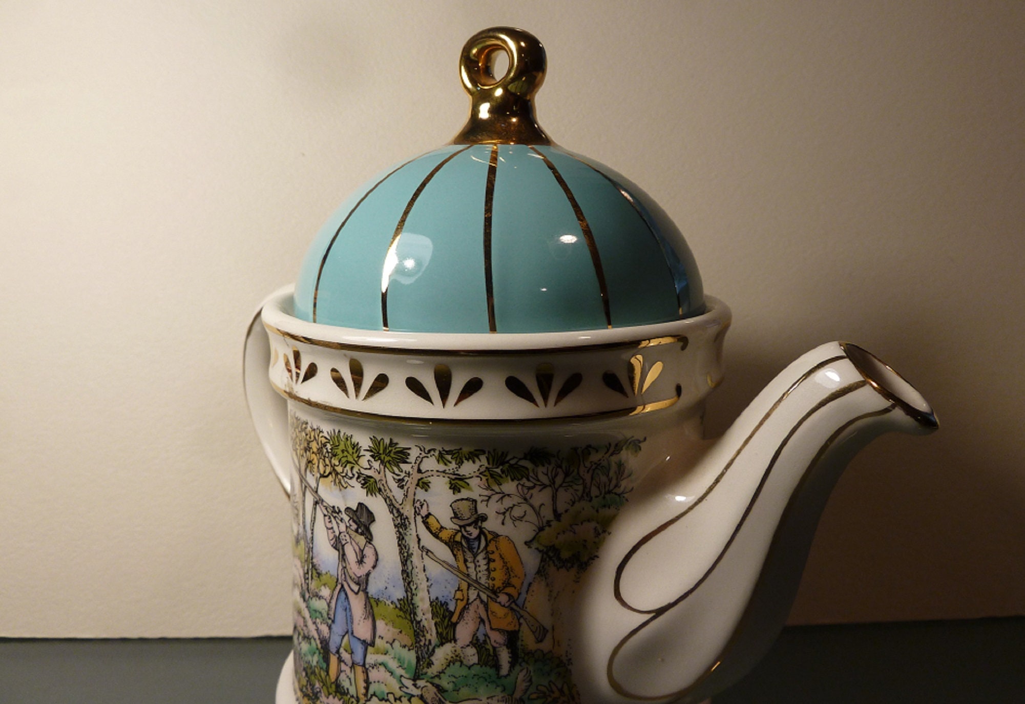 Sadler Teapot 18th Century Sporting Scenes Shooting Hunting Etsy